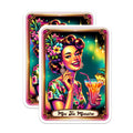 (2 Pack) Mai Tai Maestro Stickers - Pin Up Girl Art - Retro Tiki Bar Decor - 5" On Longest Side - Sticks to Smooth Flat Surfaces - Made in USA - BMCS21580