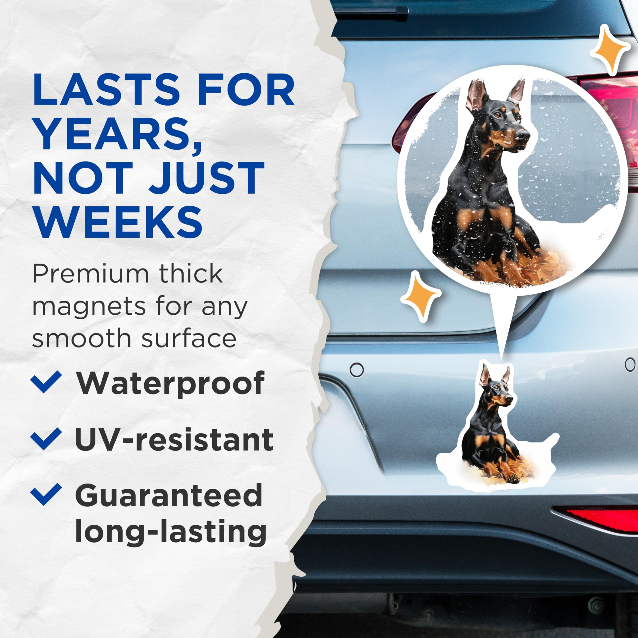 (2 Pack) Doberman Pinscher Magnets - Black Tan Dog Decor - Fall Pet Owner Items - 5 Inches On Longest Side - Thick Durable Magnet - Made in USA - MAG26007
