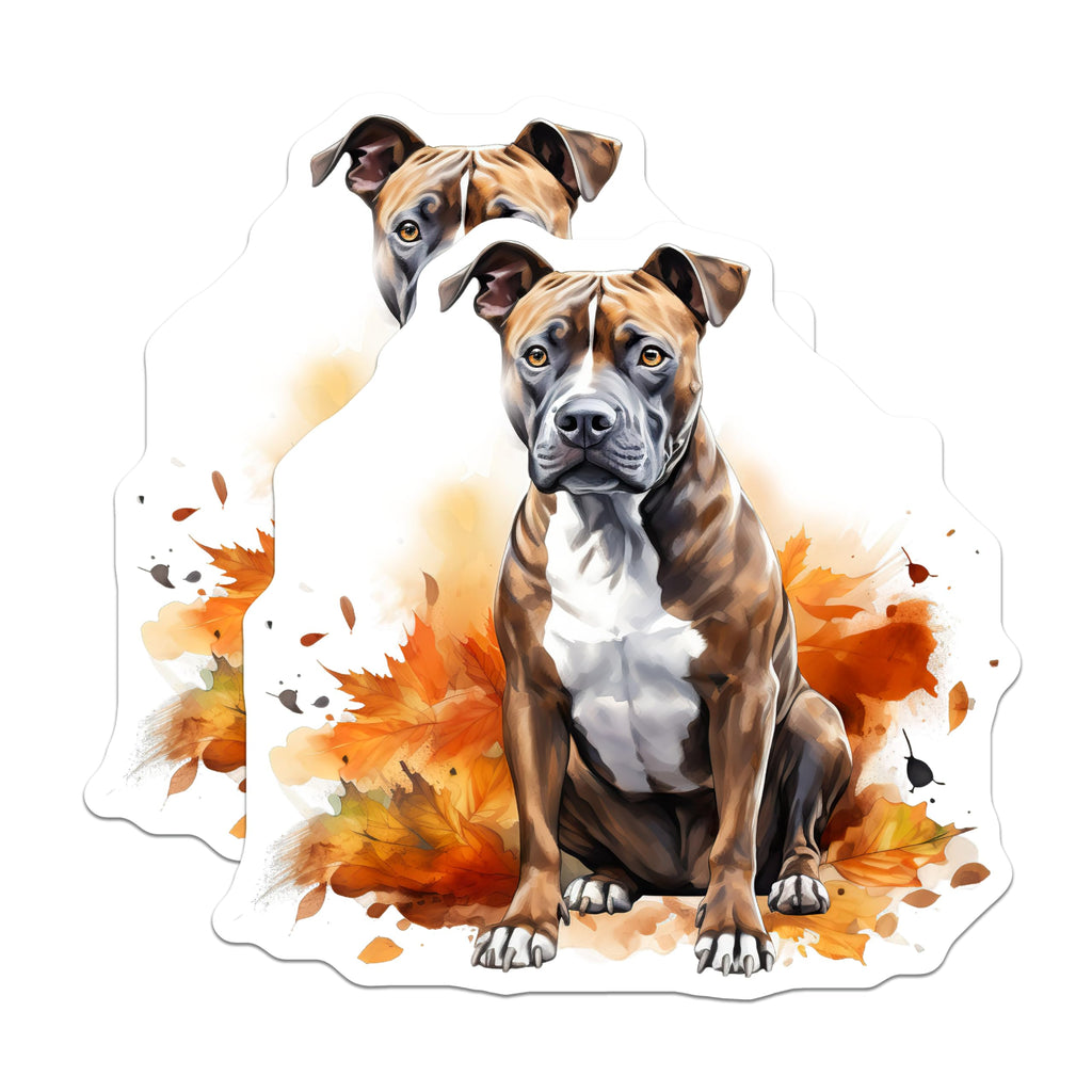 (2 Pack) Pitbull Dog Magnets - Autumn Leaves Design - Dog Lover Collectible - 5 Inches On Longest Side - Thick Durable Magnet - Made in USA - MAG30359