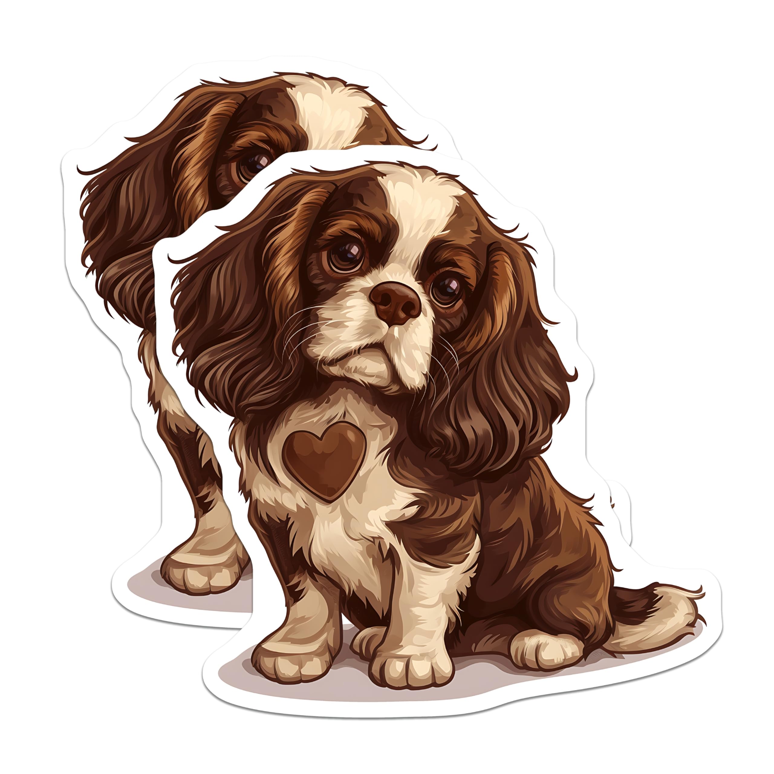 (2 Pack) Cavalier Spaniel Magnets - Dog Breed Art - Cute Puppy Fridge Magnets - 5" On Longest Side - Premium Magnet - for Cars, Refrigerators, Toolboxes, Lockers - Made in USA - MAG16998