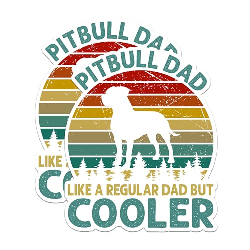 (2 Packs) Pitbull Dad Like A Regular Dad But Cooler Magnets - Pitbull Dog Breed Magnets - 5 Inches On Longest Side - Premium Magnet - for Fridges, Toolboxes, Cars - Made in USA - MAG2389