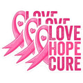 (3 Pack) Breast Cancer Awareness Decals - Love Hope Cure - Pink Ribbon Decals - 3 Inches On Longest Side - Easy Peel & Apply - Made in USA - 3MCS4564