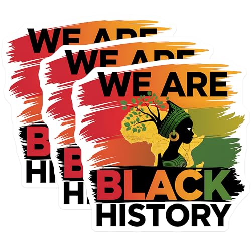 (3 Pack) Black History Decals - African Queen Laptop Decal - Celebration Decal - 3 Inches On Longest Side - Easy Peel & Apply - Made in USA - 3MCS2668