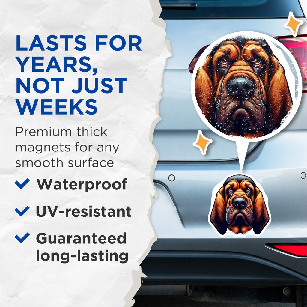 (2 Pack) Bloodhound Dog Magnets - Hound Breed Lover - Decorative Fridge Decor Hound Mom - 5" On Longest Side - Premium Magnet - for Cars, Refrigerators, Toolboxes, Lockers - Made in USA - MAG15790