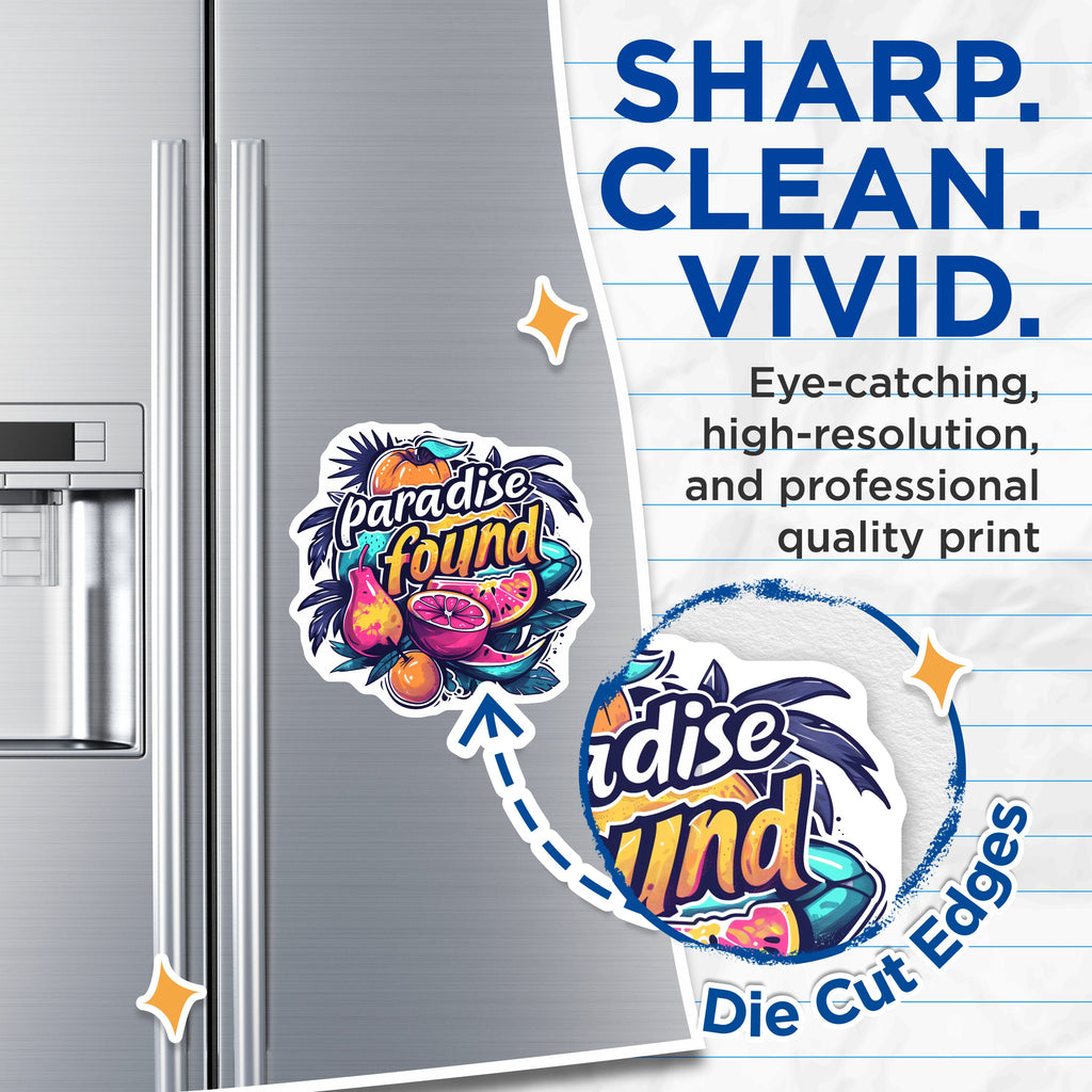 (2 Pack) Paradise Found Magnets - Tropical Fruit Decor - Summer Vibe Fridge Art - Travel Inspired Kitchen Accent - 5 Inches On Longest Side - Thick Durable Magnet - Made in USA - MAG36941