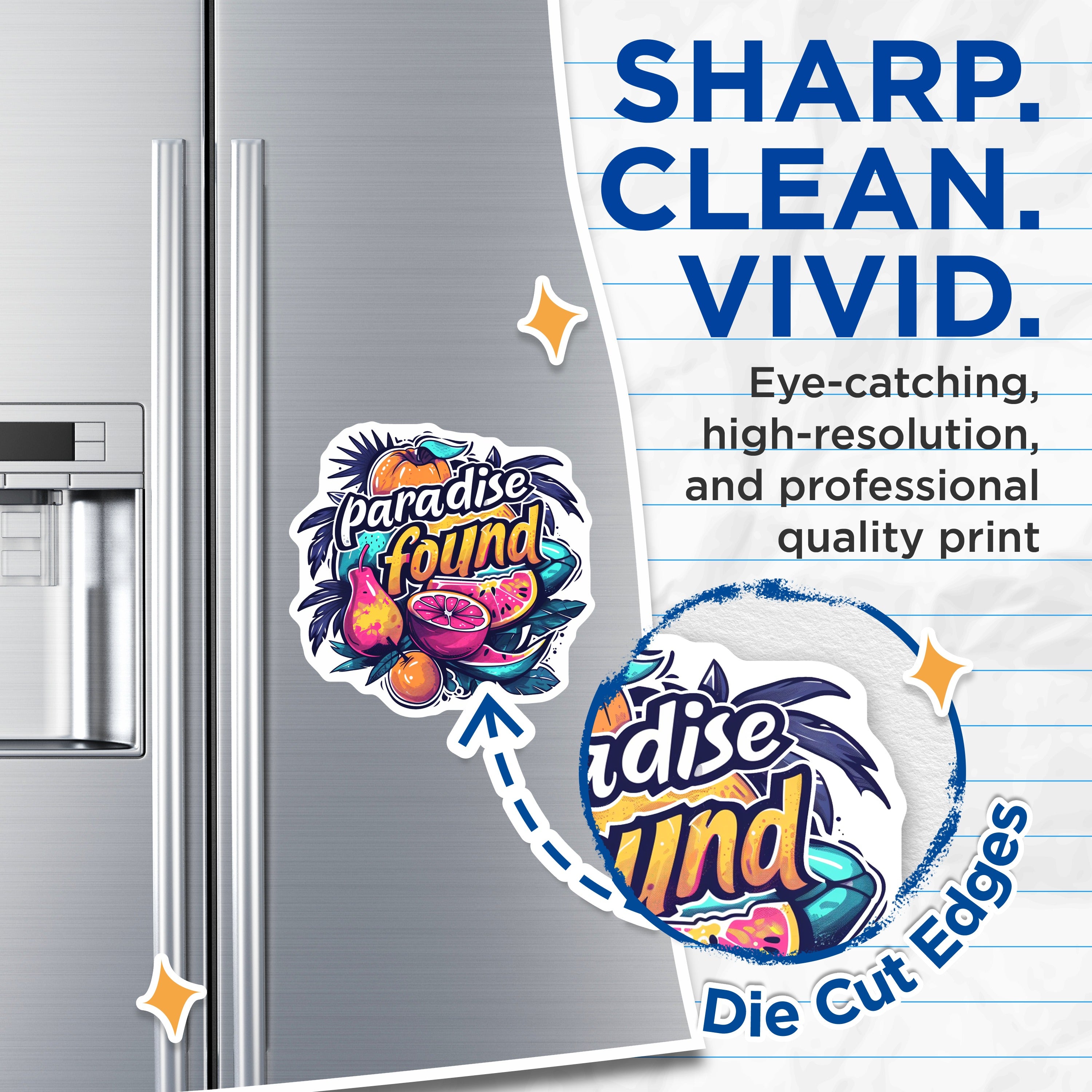 (2 Pack) Paradise Found Magnets - Tropical Fruit Decor - Summer Vibe Fridge Art - Travel Inspired Kitchen Accent - 5 Inches On Longest Side - Thick Durable Magnet - Made in USA - MAG36941