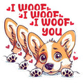 (3 Pack) I Woof You Decals - Corgi Dog Stickers - Cute Animal Decal - 3 Inches On Longest Side - Easy Peel & Apply - Made in USA - 3MCS1405