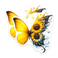 (2 Pack) Sunflower Butterfly Magnets - Vibrant Nature Inspired Art for Fridge - Whimsical Floral Decor Accent - 5 Inches On Longest Side - Thick Durable Magnet - Made in USA - MAG37408