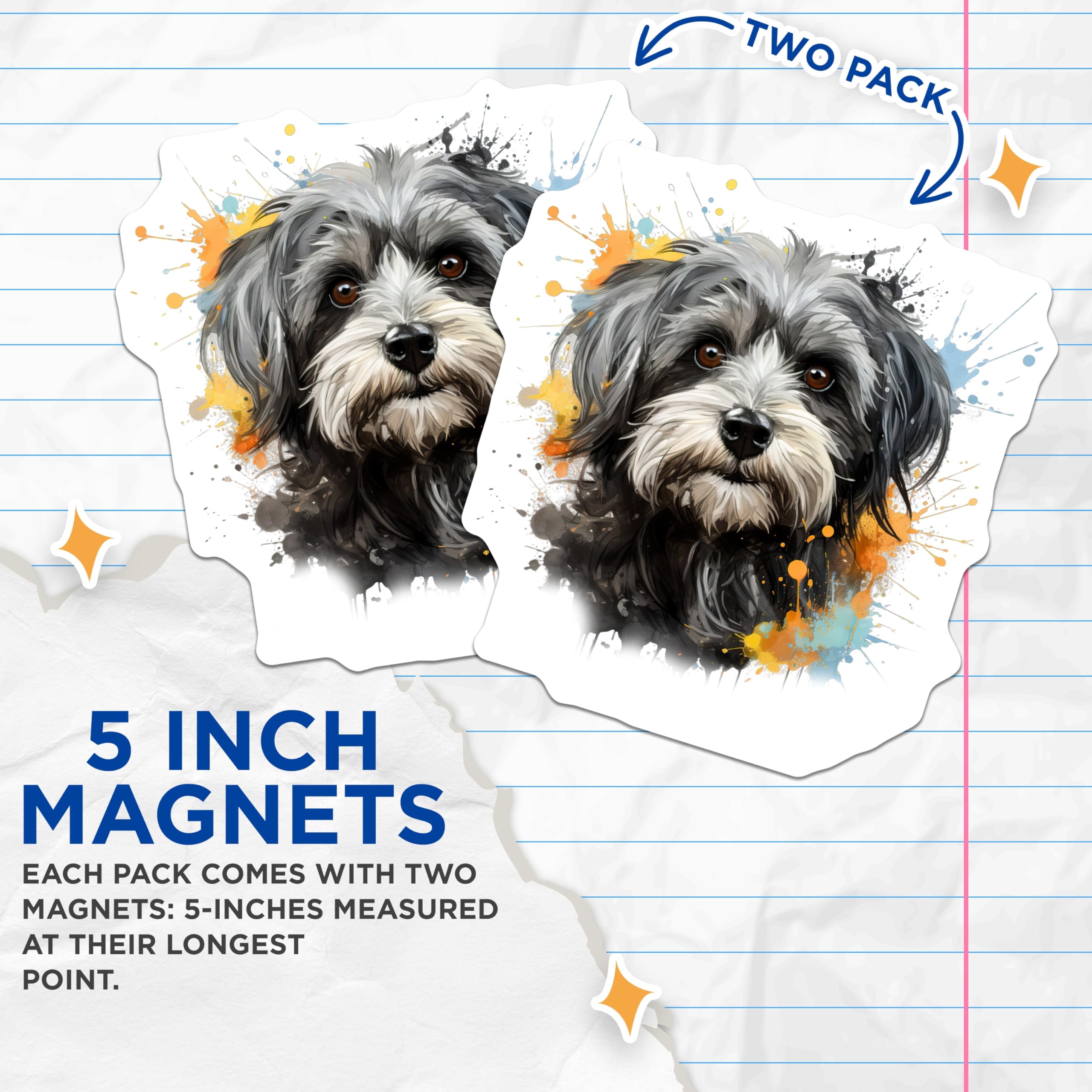 (2 Pack) Shih Tzu Dog Magnets - Watercolor Pet Art - Dog Lover Home Decor - 5 Inches On Longest Side - Thick Durable Magnet - Made in USA - MAG30321