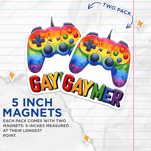 (2 Pack) Rainbow Game Controller Magnets - Gaymer Pride - 5" On Longest Side - for Cars, Fridges, Toolboxes - Made in USA - MAG8277