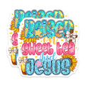 (2 Pack) Raised On Sweet Tea and Jesus Magnets - Southern Faith Decor - Sunflowers Kitchen Home Accent - 5 Inches On Longest Side - Thick Durable Magnet - Made in USA - MAG27269