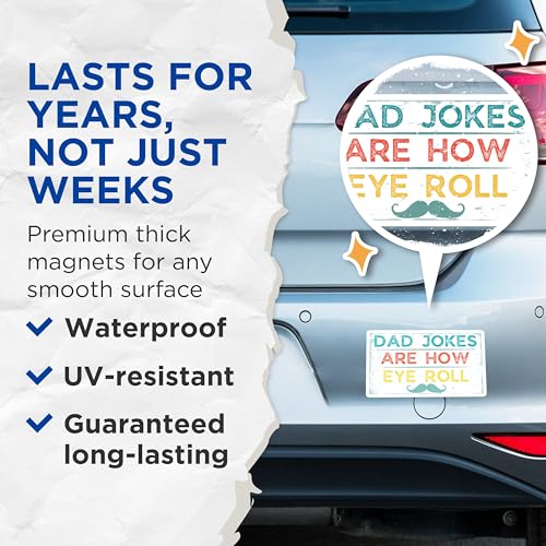 (2 Pack) Dad Jokes Magnets - Funny Dad Quotes Magnets - Humorous - 5" On Longest Side - for Cars, Refrigerators, Toolboxes, Lockers - Made in USA BMCS3413