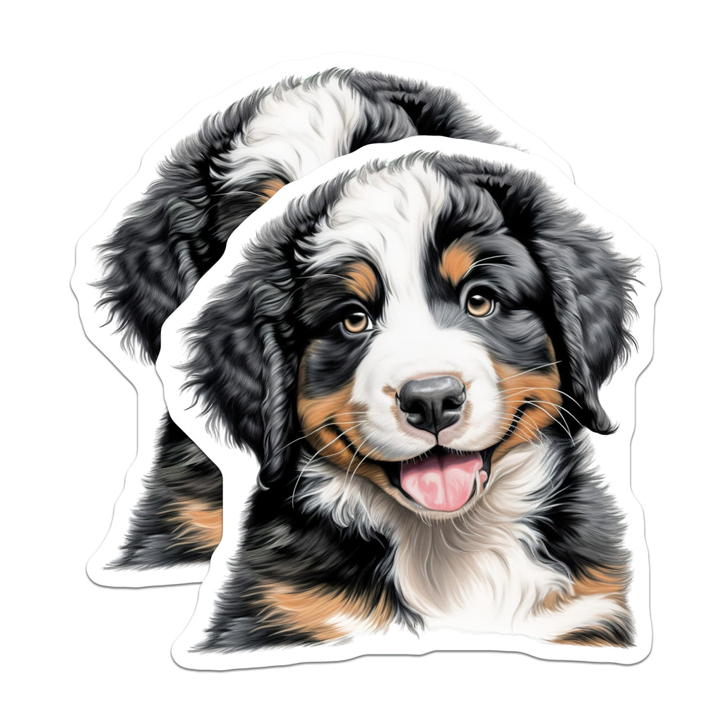 (2 Pack) Bernese Mountain Dog Magnets - Happy Puppy Fridge Decor - Animal Lover Accessory - 5 Inches On Longest Side - Thick Durable Magnet - Made in USA - MAG26760