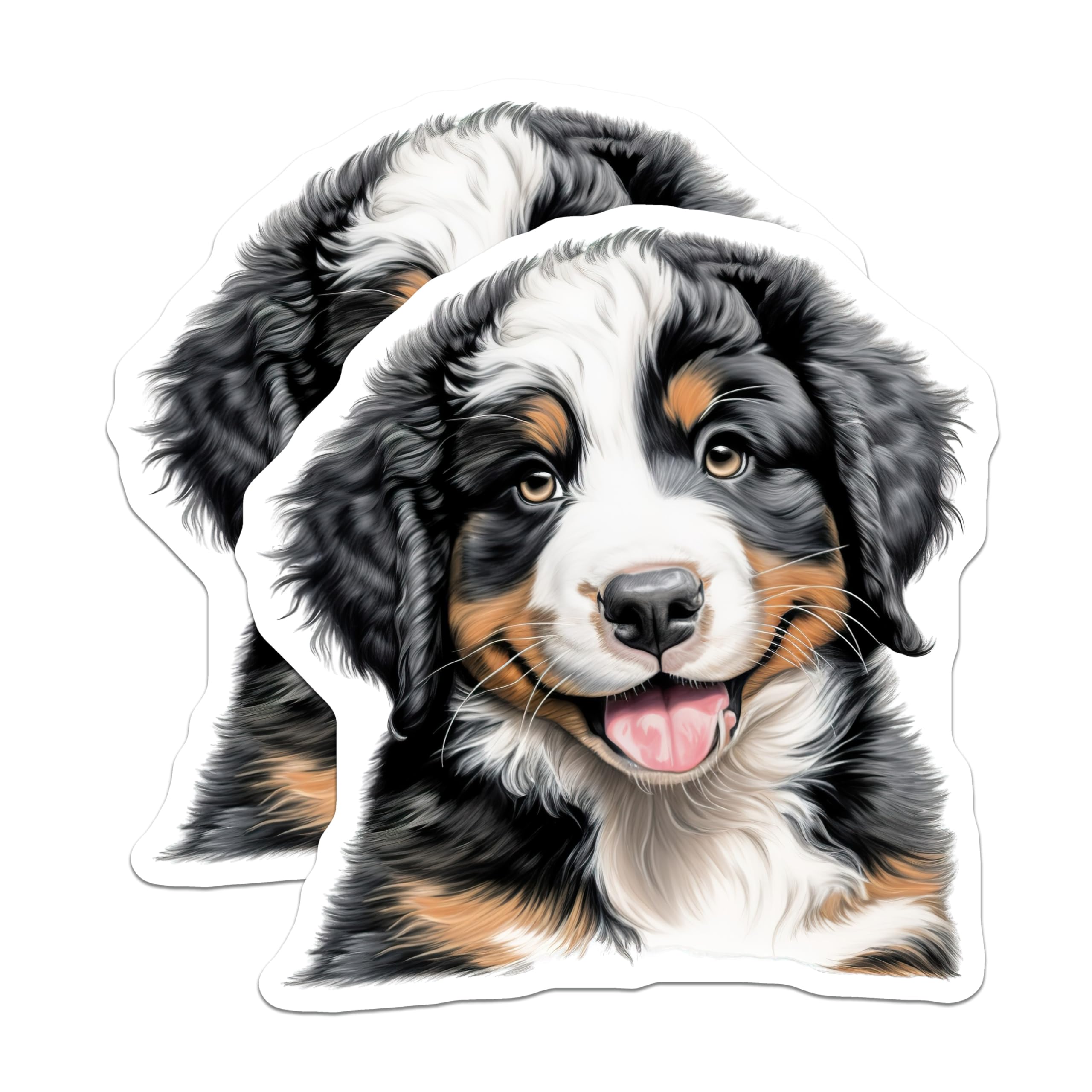 (2 Pack) Bernese Mountain Dog Magnets - Happy Puppy Fridge Decor - Animal Lover Accessory - 5 Inches On Longest Side - Thick Durable Magnet - Made in USA - MAG26760