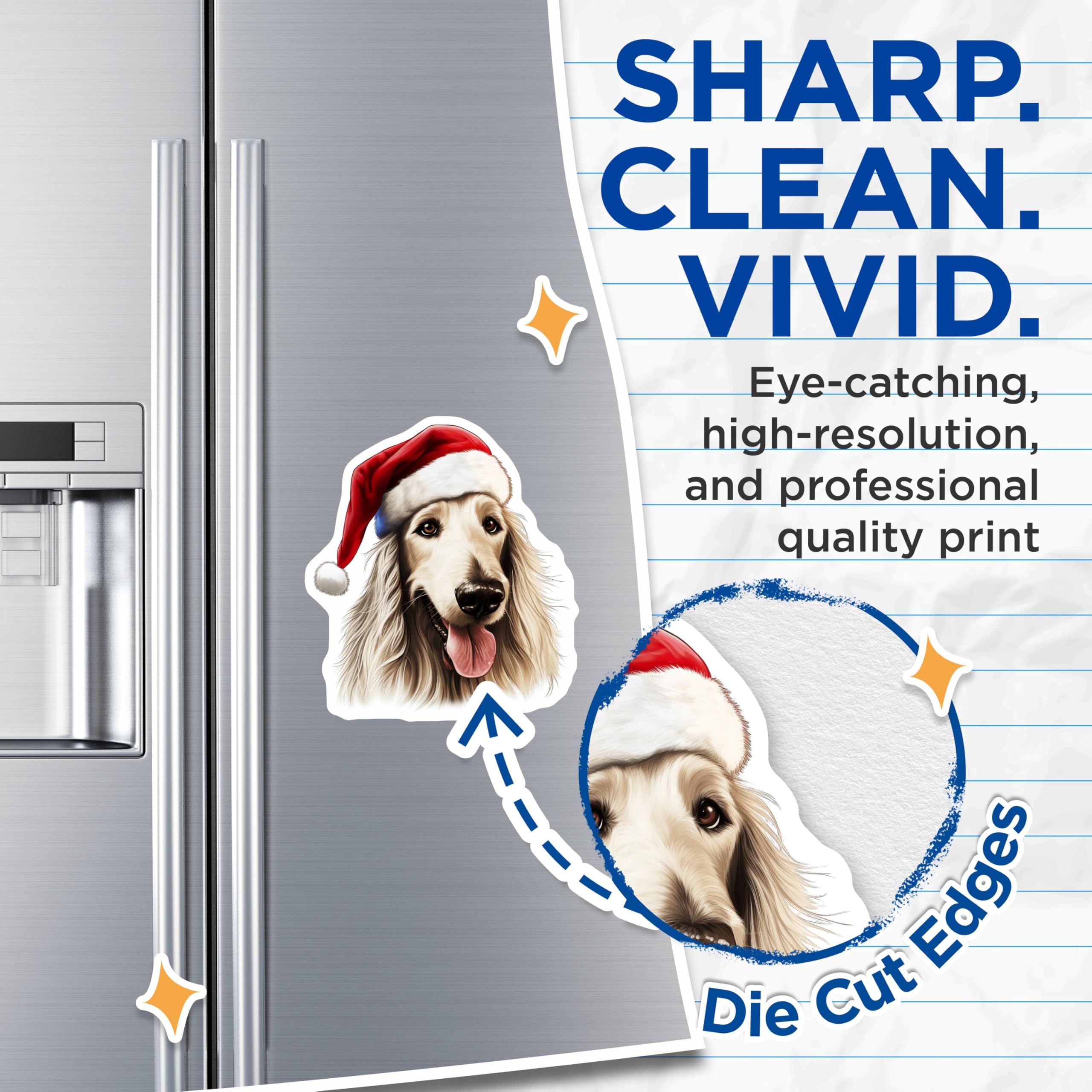 (2 Pack) Afghan Hound Christmas Magnets - Santa Dog Decor - Festive Pet Lover Item - 5 Inches On Longest Side - Thick Durable Magnet - Made in USA - MAG25942