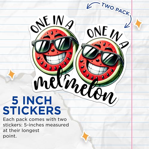 (2 Pack) One in A Melon Stickers - 5" On Longest Side - Sticks to Smooth Flat Surfaces - Made in USA - BMCS8785 - BMCS8785