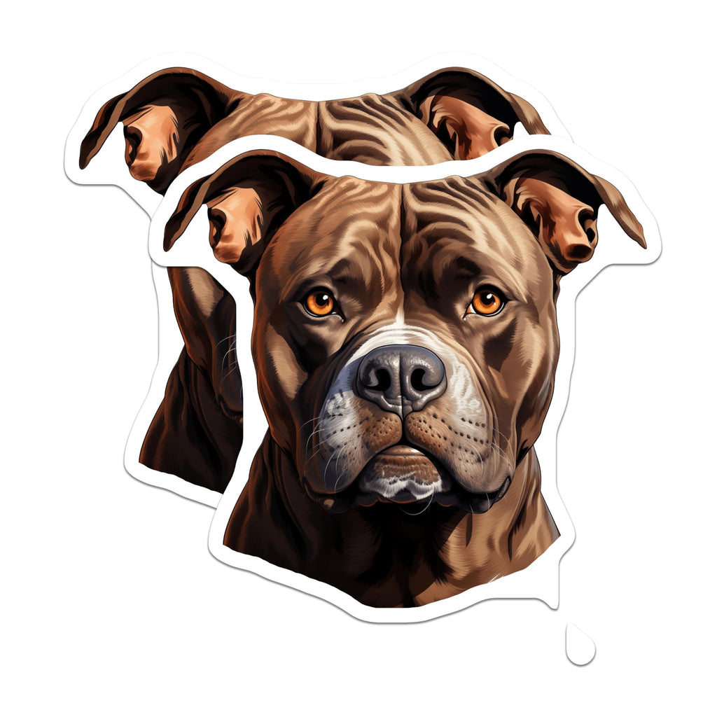 (2 Pack) Brown Pitbull Dog Magnets - Realistic Pitbull Art - Pet Parent Refrigerator Decor - 5 Inches On Longest Side - Thick Durable Magnet - Made in USA - MAG29494
