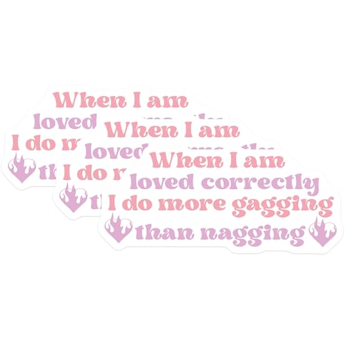(3 Pack) Gagging Than Nagging Decals - Pink Funny Saying - Laptop Decal - Heart Flames - 3 Inches On Longest Side - Easy Peel & Apply - Made in USA - 3MCS7252