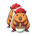 (2 Pack) Capybara Eating Noodles Magnet - 5" On Longest Side - Sticks to Smooth Flat Surfaces - Made in USA - MAG9902