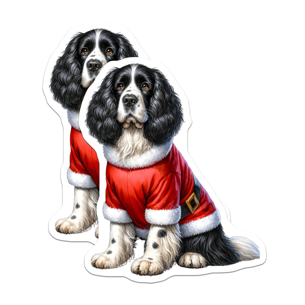 (2 Pack) Cocker Spaniel Magnets - Santa Dog Christmas Decor - Holiday Refrigerator Magnets - 5 Inches On Longest Side - Thick Durable Magnet - Made in USA - MAG29444