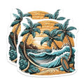 (2 Pack) Tropical Beach Magnets Magnets - Ocean Waves - Surfboard Decor - 5" On Longest Side - Made in USA - Sticks to Refrigerators & Metal Surfaces - MAG9261