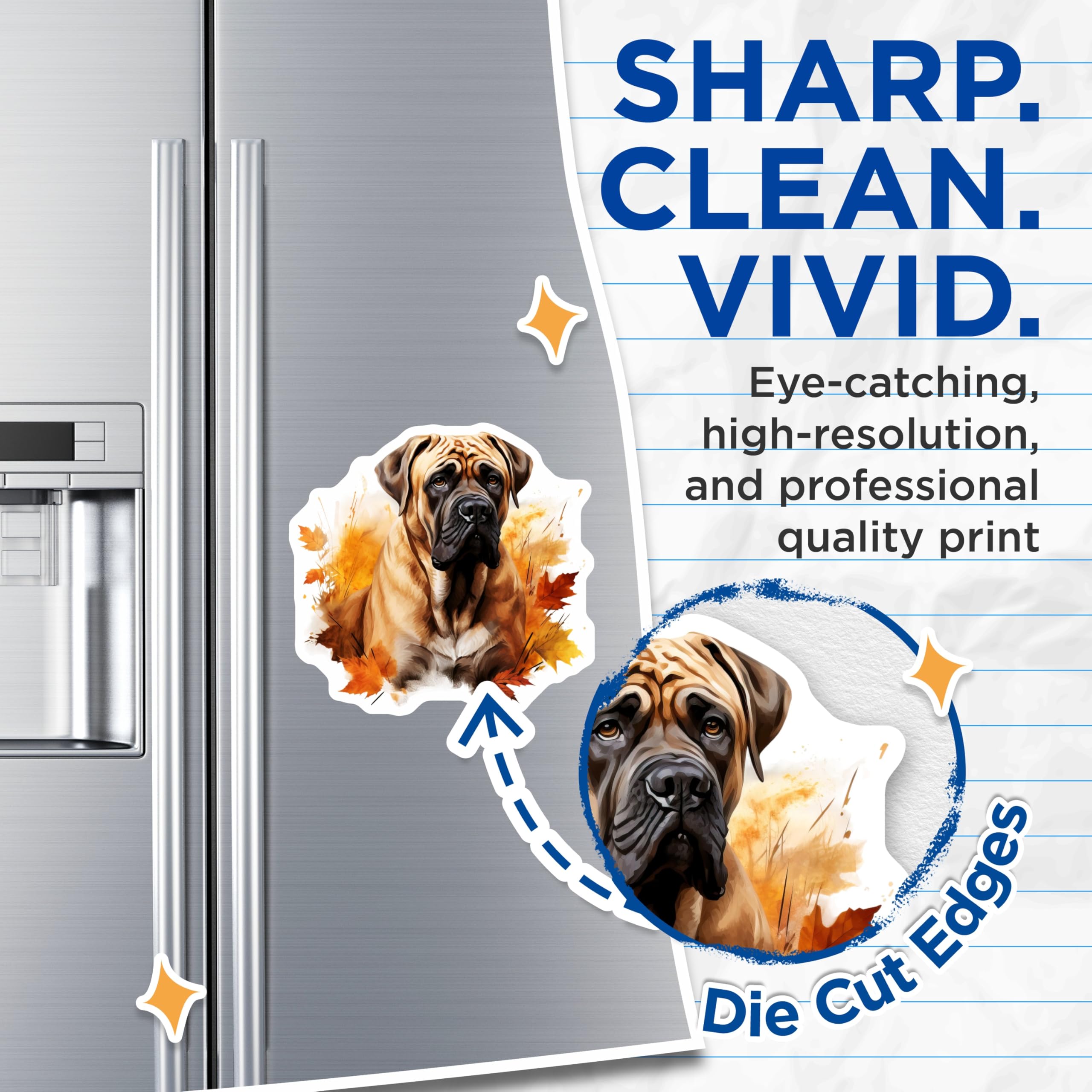 (2 Pack) Bullmastiff Dog Magnets - Autumn Leaves Decor - Pet Owner Appreciation - 5 Inches On Longest Side - Thick Durable Magnet - Made in USA - MAG26395