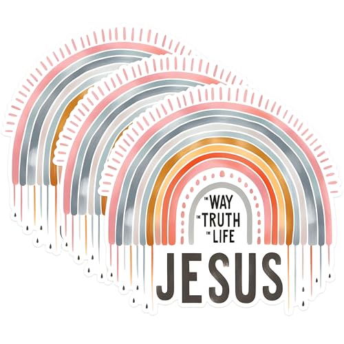 (3 Pack) Jesus Rainbow Decals - Christian Faith Stickers - Laptop Decals - 3 Inches On Longest Side - Easy Peel & Apply - Made in USA - 3MCS1626