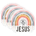 (3 Pack) Jesus Rainbow Decals - Christian Faith Stickers - Laptop Decals - 3 Inches On Longest Side - Easy Peel & Apply - Made in USA - 3MCS1626
