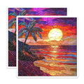 (2 Pack) Stained Glass Sunset Magnets - Tropical Ocean Palm Tree Art - Vibrant Beach Refrigerator Decor - 5 Inches On Longest Side - Thick Durable Magnet - Made in USA - MAG24548