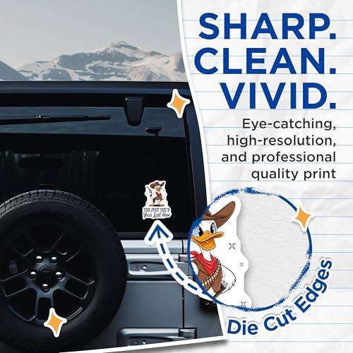 (2 Pack) Funny Duck Stickers - Cowboy Duck Decals - You Just Yee'd Your Last Haw Stickers - 5" On Longest Side - Sticks to Smooth Flat Surfaces - Made in USA - BMCS4971