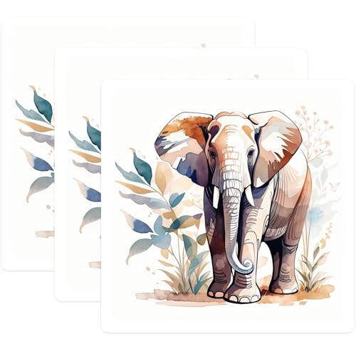 (3 Pack) Elephant Decals - Watercolor Elephant Art - Boho Laptop Decal - 3 Inches On Longest Side - Easy Peel & Apply - Made in USA - 3MCS7446