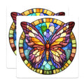 (2 Pack) Stained Glass Butterfly Magnets - Mosaic Fridge Decor - Colorful Kitchen Accent - 5 Inches On Longest Side - Thick Durable Magnet - Made in USA - MAG27324