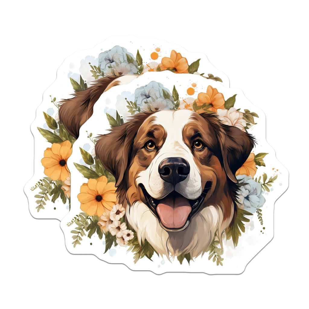 (2 Pack) Bernese Mountain Dog Magnets - Floral Dog Art - Pet Lover Decor - 5 Inches On Longest Side - Thick Durable Magnet - Made in USA - MAG27607