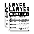 (2 Pack) Lawyer Hourly Rate Stickers - Funny Lawyer Joke Stickers - Humorous Legal Profession Stickers - 5" On Longest Side - Sticks to Smooth Flat Surfaces - Made in USA - BMCS4990