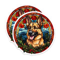 (2 Pack) German Shepherd Magnets - Stained Glass Dog Art - Holiday Pet Decor - Dog Mom Dad Appliance Magnet - 5 Inches On Longest Side - Thick Durable Magnet - Made in USA - MAG27422