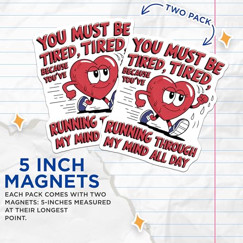 (2 Pack) Funny Love Magnets - Cartoon Heart - Cute Romantic ations - 5" On Longest Side - for Cars, Fridges, Toolboxes - Made in USA - MAG4614