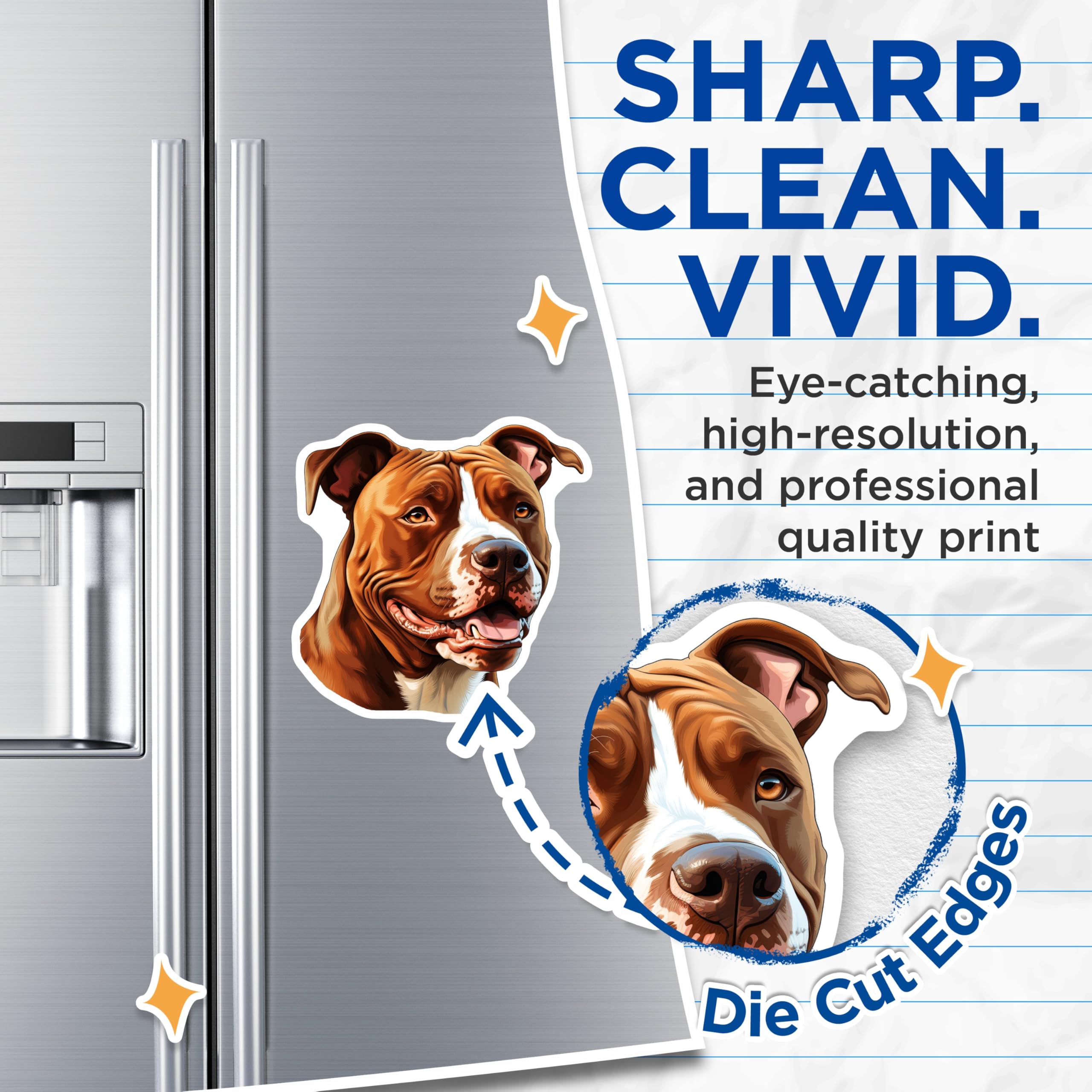 (2 Pack) Pitbull Magnets - American Pit Bull Terrier Dog Decor - Dog Mom Fridge Magnets for Pet Lovers - 5 Inches On Longest Side - Thick Durable Magnet - Made in USA - MAG29146