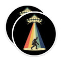 (2 Pack) UFO Bigfoot Magnets - Retro Alien Abduction - Paranormal Cryptid Decor - 5 Inches On Longest Side - Thick Durable Magnet - Made in USA - MAG25981