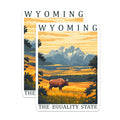 (2 Pack) Wyoming Bison Magnets - Equality State - Rocky Mountains Fridge Magnets - 5" On Longest Side - Premium Magnet - for Cars, Refrigerators, Toolboxes, Lockers - Made in USA - MAG18735