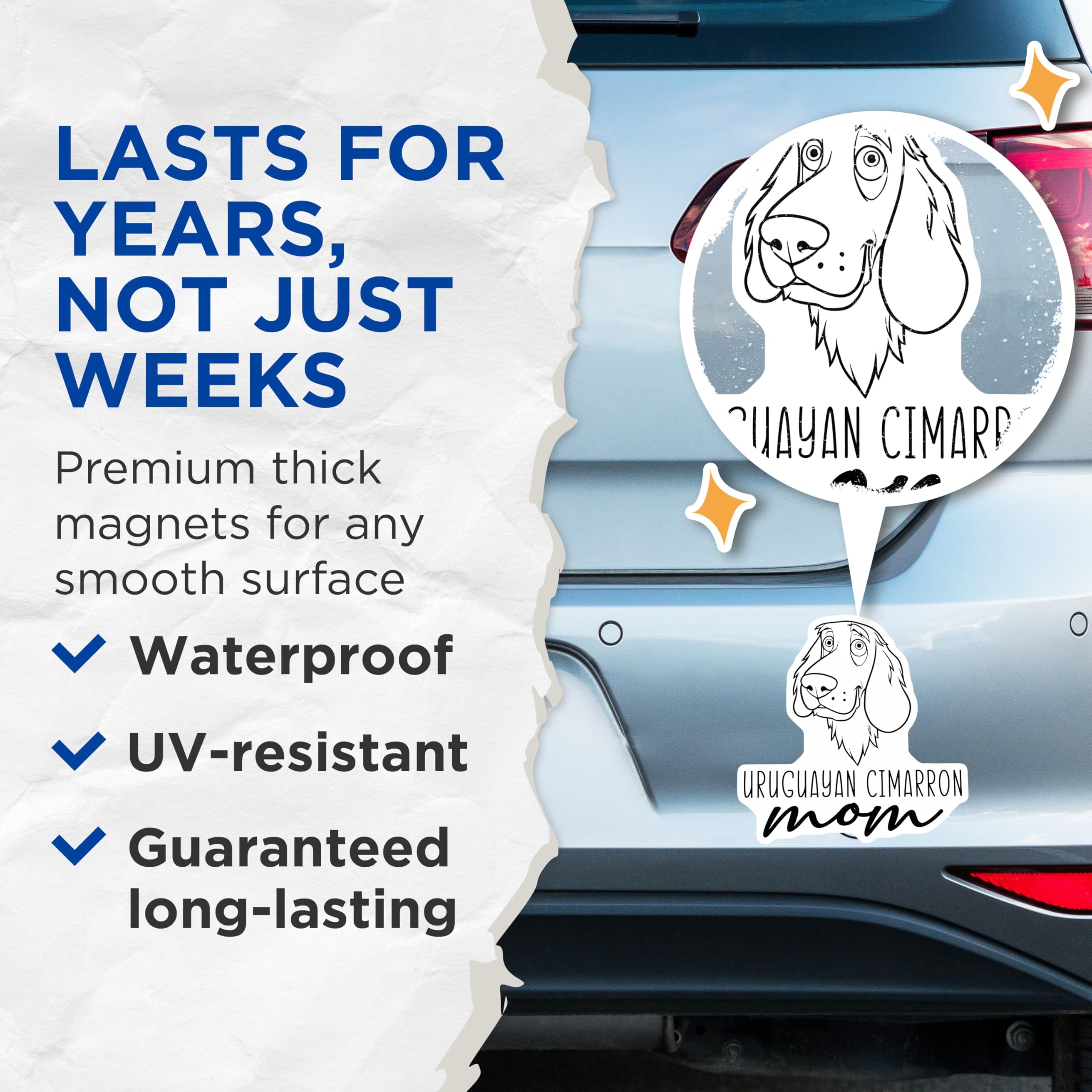 (2 Pack) Uruguayan Cimarron Mom Magnets - Unique Dog Breed Owner Kitchen Decor - Pet Lover Refrigerator Accessories - 5 Inches On Longest Side - Thick Durable Magnet - Made in USA - MAG27063