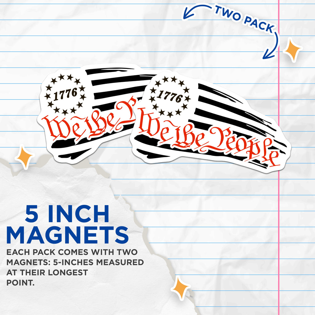 (2 Pack) We the People Magnets - 1776 American Flag History - Patriotic USA Founding Fathers Decor - 5 Inches On Longest Side - Thick Durable Magnet - Made in USA - MAG38460