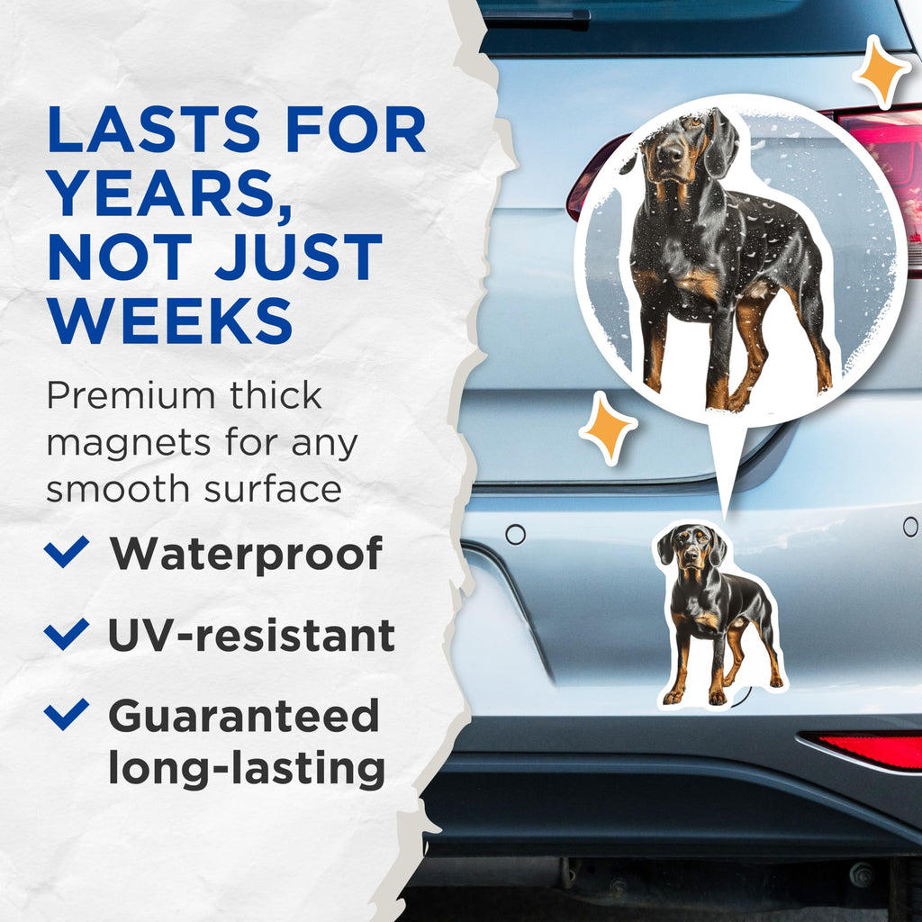(2 Pack) Doberman Pinscher Magnets - Black Tan Dog Decor - Pet Lover Refrigerator Magnets - 5 Inches On Longest Side - Thick Durable Magnet - Made in USA - MAG27677
