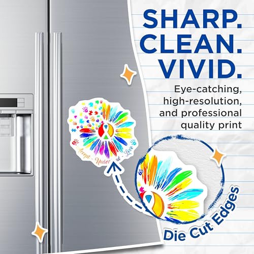 (2 Pack) Autism Awareness Ribbon Magnets - Colorful Feather Hand Print Magnets - Autism Acceptance Magnets - 5" On Longest Side - for Cars, Refrigerators, Toolboxes, Lockers - Made in USA BMCS3349