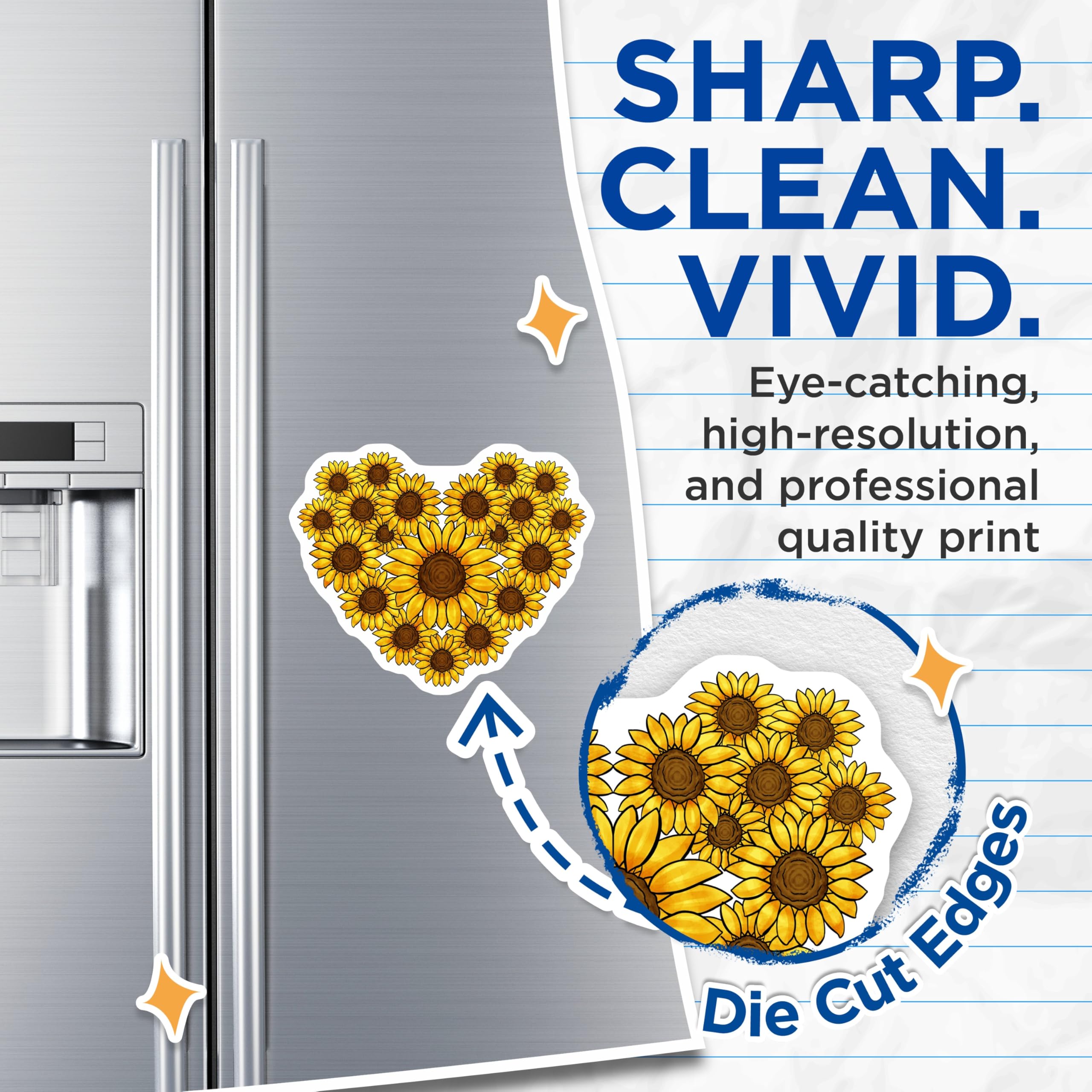(2 Pack) Sunflower Heart Magnets - Floral Art Design - Kitchen Office Decor - 5" On Longest Side - Premium Magnet - for Cars, Refrigerators, Toolboxes, Lockers - Made in USA - MAG17981