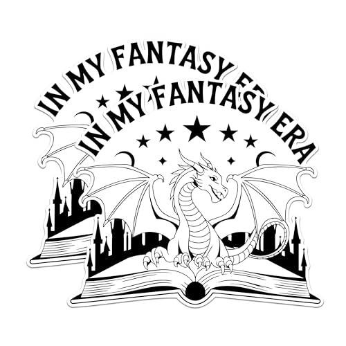 (2 Pack) in My Fantasy Era Stickers - Dragon Art Stickers - Fantasy Book Lovers Stickers - 5" On Longest Side - Sticks to Any Smooth Flat Surface - Made in USA - BMCS2551