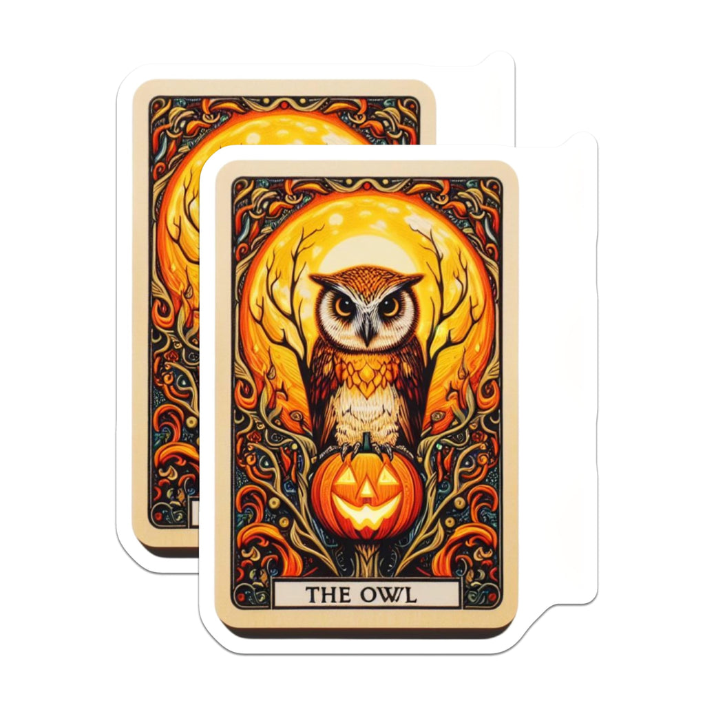 (2 Pack) Halloween Owl Magnets - Jack O Lantern Fall Decor - Mystical Autumn Fridge Accessory - 5 Inches On Longest Side - Thick Durable Magnet - Made in USA - MAG22842