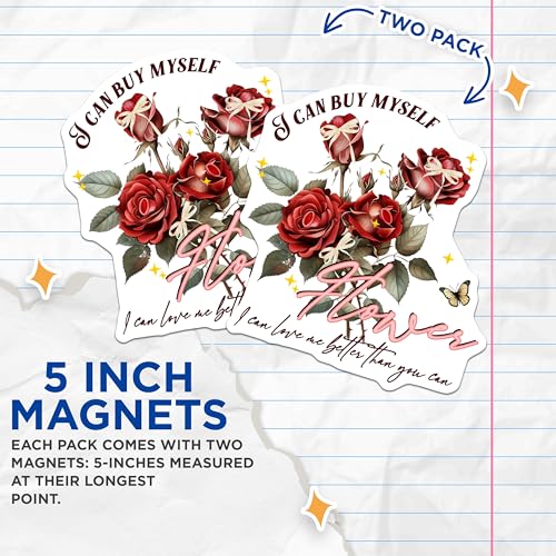 (2 Pack) Inspirational Quotes Magnets Magnets - Rose Flower Design - 5" On Longest Side - Made in USA - Sticks to Refrigerators & Metal Surfaces - MAG9029