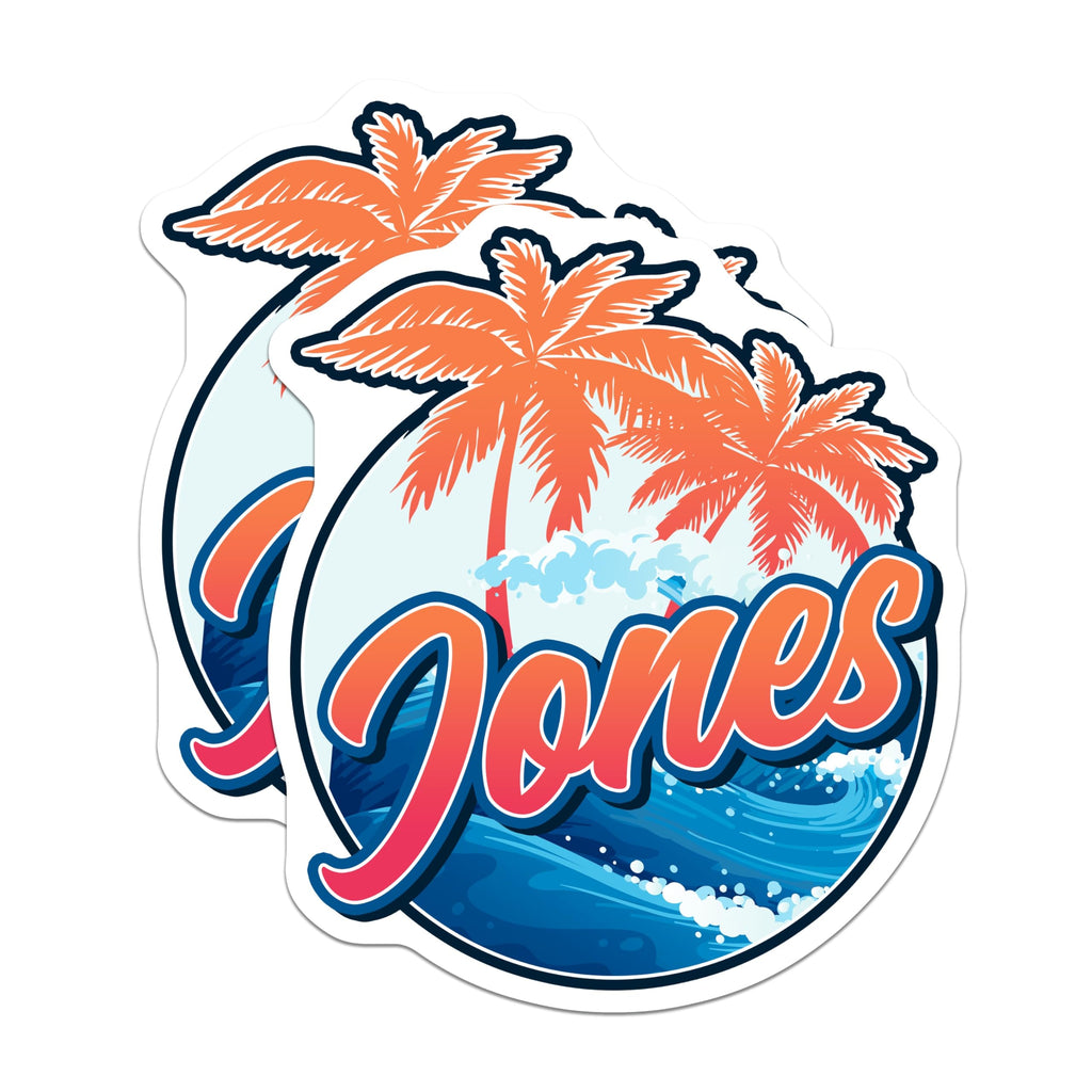 (2 Pack) Beach Magnets - Tropical Decor - Jones Name Magnet - 5" On Longest Side - Premium Magnet - for Cars, Refrigerators, Toolboxes, Lockers - Made in USA - MAG17765