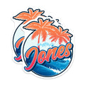 (2 Pack) Beach Magnets - Tropical Decor - Jones Name Magnet - 5" On Longest Side - Premium Magnet - for Cars, Refrigerators, Toolboxes, Lockers - Made in USA - MAG17765