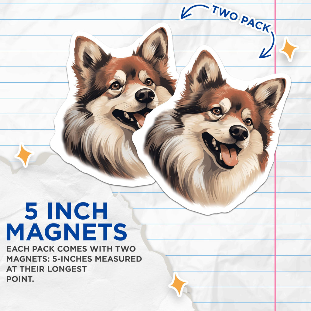 (2 Pack) Shiba Inu Dog Magnets - Happy Fluffy Canine - Pet Lover Fridge Decor - 5 Inches On Longest Side - Thick Durable Magnet - Made in USA - MAG23637